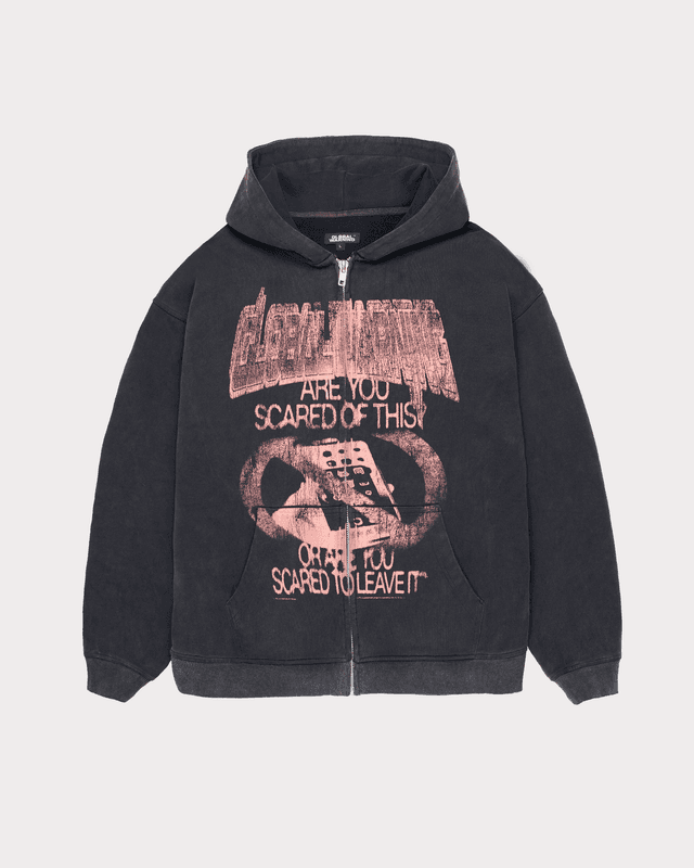 Global Warning - DESOCIALIZED VINTAGE SAND WASHED ZIP-UP HOODIE